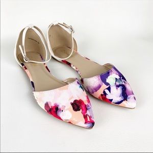 Water Color Pointed Toe Flats w/ ankle strap